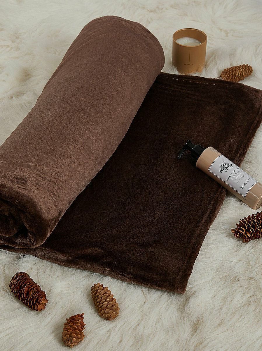 Hatzitex Κουβέρτα Fleece Διπλή 200x230 Καφέ Σκούρο, Hatzitex